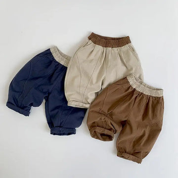 ロングパンツ・スウェットパンツ キッズパンツ ウエストパッチワーク切り替えロングルーズパンツ 3カラー