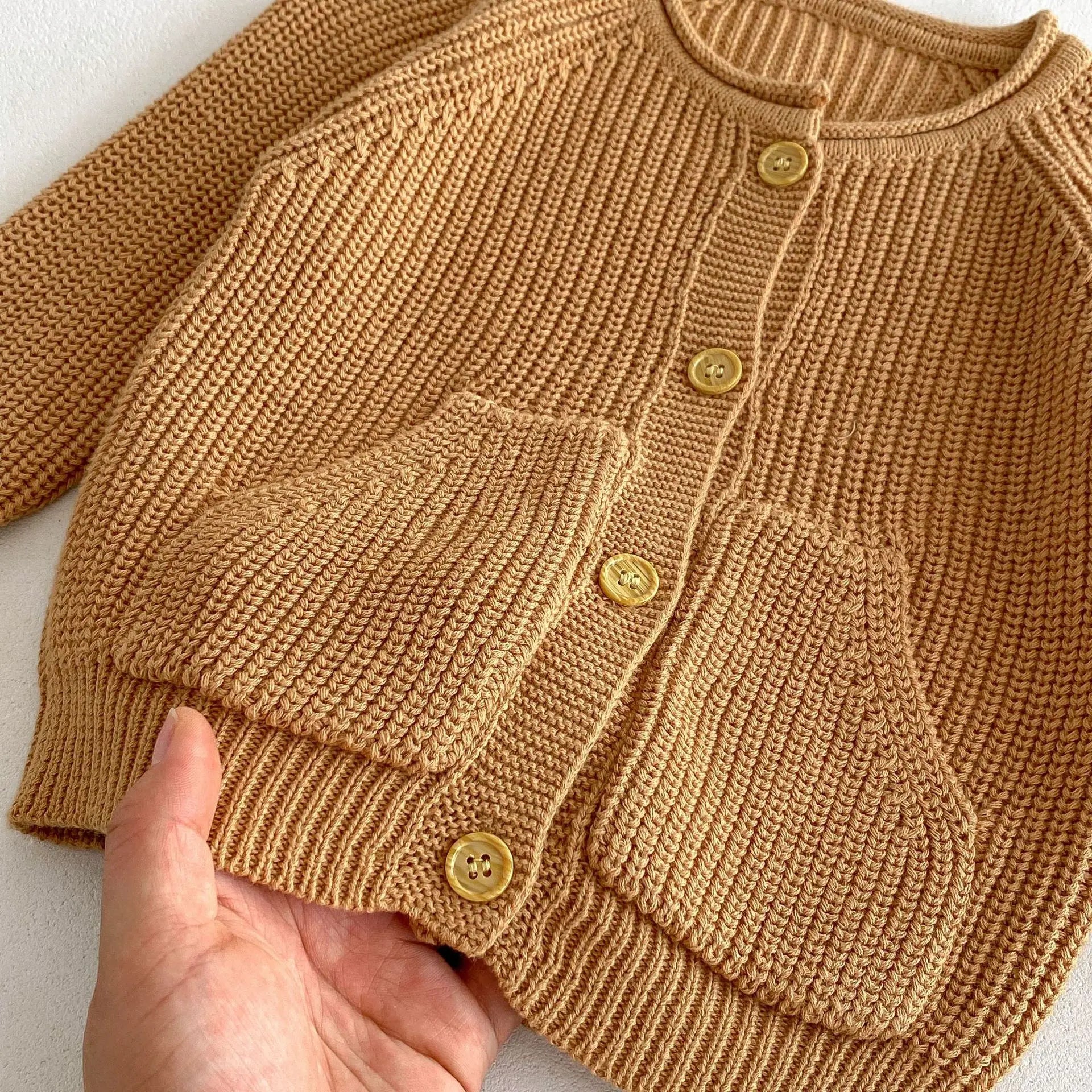 カーディガン・パーカー キッズカーディガン ニットジャケット ポケット 3カラー