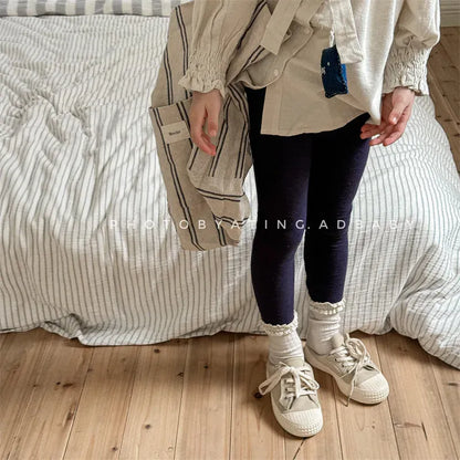 レギンスパンツ キッズパンツ 裾レースレギンスパンツ 3カラー