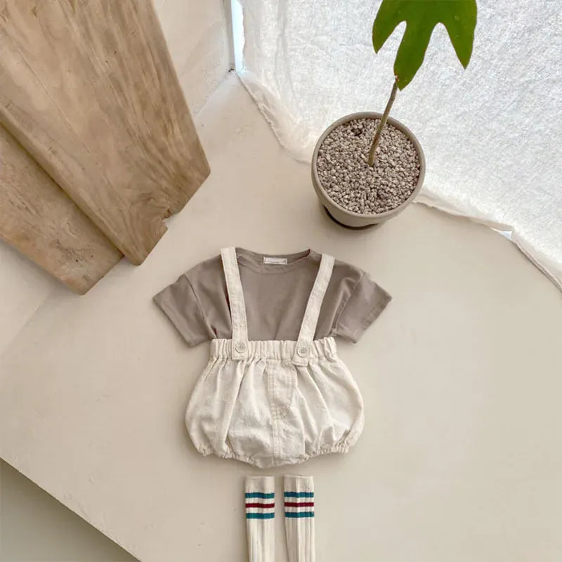 サロペットパンツ・サスペンダーパンツ ベビーパンツ サスペンダーブルマ ショートパンツ デニム 3カラー