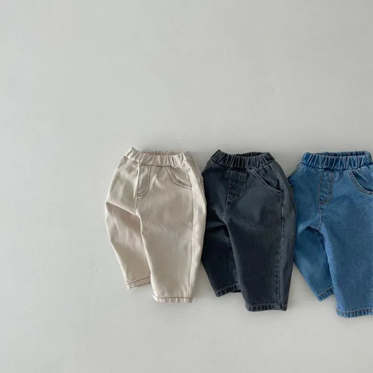 デニムパンツ ベビーパンツ 薄手デニムパンツ ルーズロングパンツ ジーンズ 3カラー