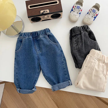 ロングパンツ・スウェットパンツ ベビーキッズパンツ ジーンズ デニムパンツ ルーズロングパンツ シンプルベーシック 3カラー