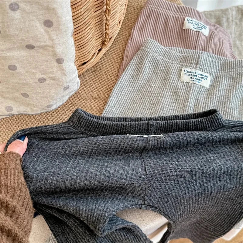ロングパンツ・スウェットパンツ キッズパンツ リブニットフレアレギンスパンツ レギパン 3カラー