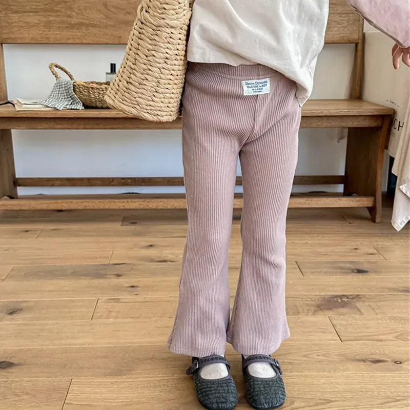 ロングパンツ・スウェットパンツ キッズパンツ リブニットフレアレギンスパンツ レギパン 3カラー
