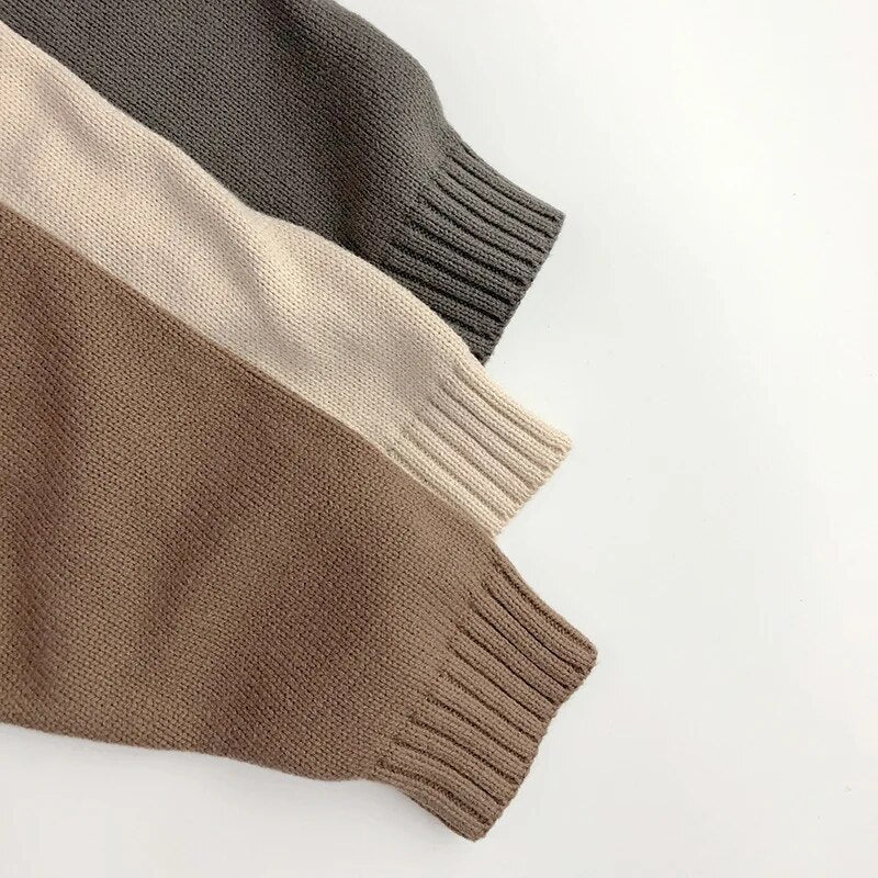 ニット・セーター キッズフーディ ニットセーター フード付き ルーズプルオーバー ベージュ コーヒー グレー 3カラー ユニセックス 男の子 女の子 子供服