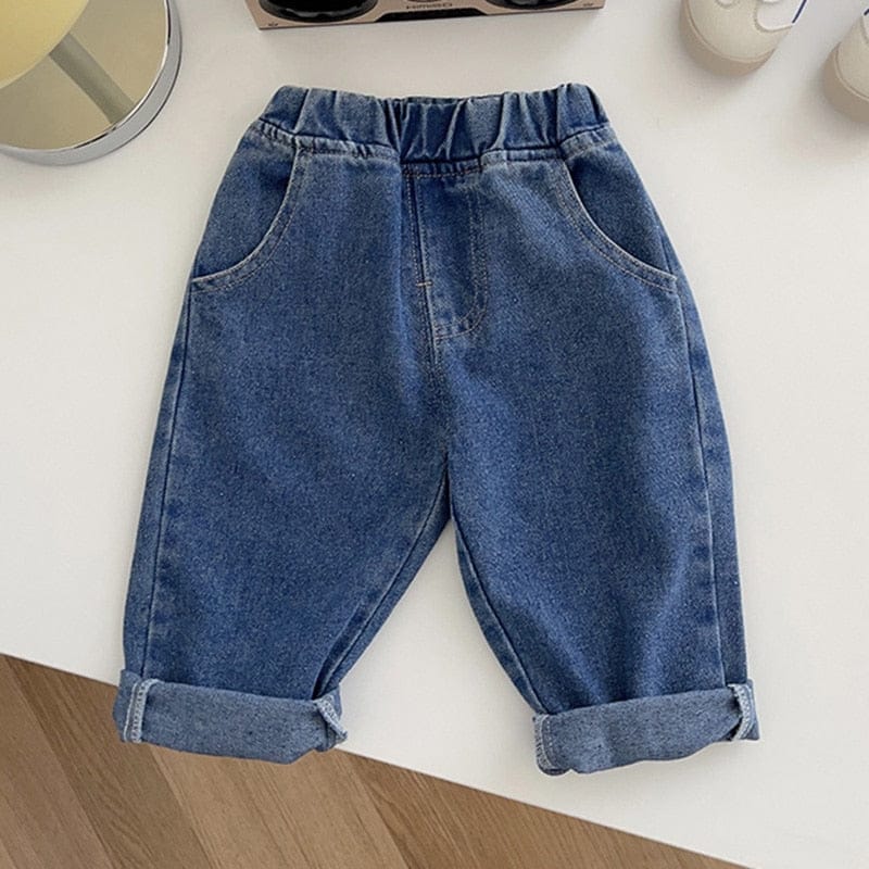 ロングパンツ・スウェットパンツ ☺︎ ベビー服 キッズ服 ロングパンツ ルーズ デニム コットン ジーンズ パンツ ジーパン ベージュ 黒 青 3色 男の子
