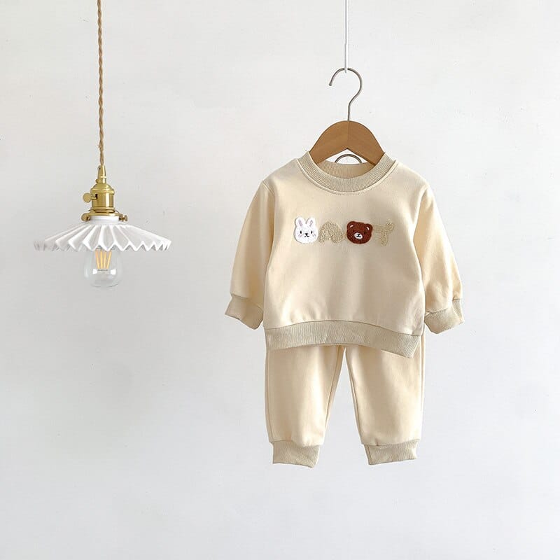 長袖セットアップ ベビー アニマル 刺繍 セットアップ スウェット トレーナー パンツ 3カラー ボーイズ
