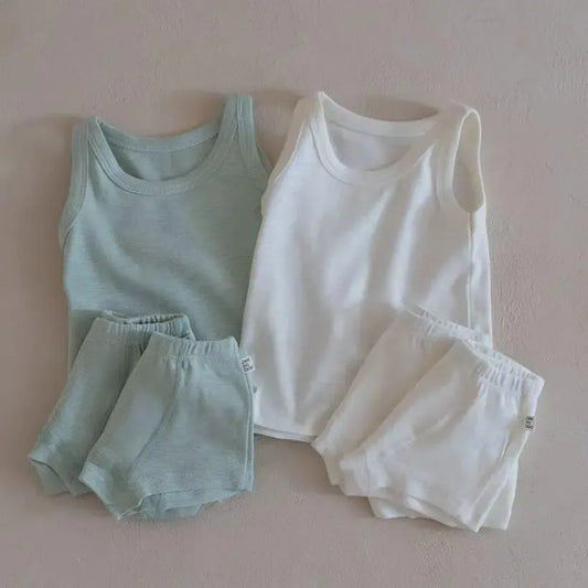 幼児用下着 ベビー下着 3点セット キャミソールトップス+ボクサーパンツ ショーツ2枚 肌着 インナー ボーイズ/ガールズ 2カラー