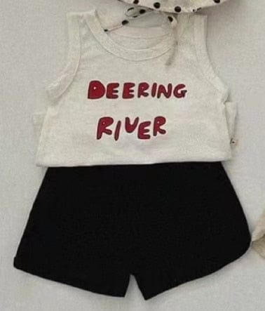 ノースリーブセットアップ ベビー セットアップ レターロゴ プリント タンクトップ ショートパンツ 3カラー ボーイズ【mh0002262】