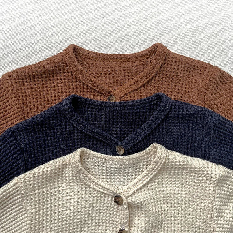 カーディガン・パーカー ベビーカーディガン ワッフル シンプルベーシック カーディガンジャケット 3カラー【mh0004153】