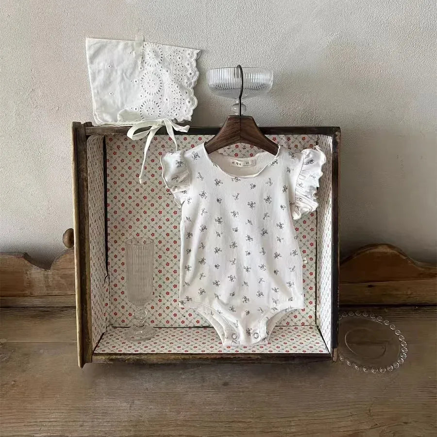 半袖ロンパース ベビーロンパース フリルスリーブボディスーツ 3カラー【mh0005382】