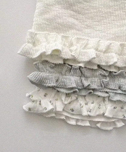 ハーフパンツ・ショートパンツ ベビーパンツ ショートレギンス フリル フラワー花柄プリント/無地 3カラー【mh0005897】