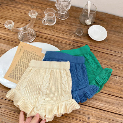 ブルマパンツ キッズパンツ ニットフリル ブルマパンツ 3カラー【mh0005950】