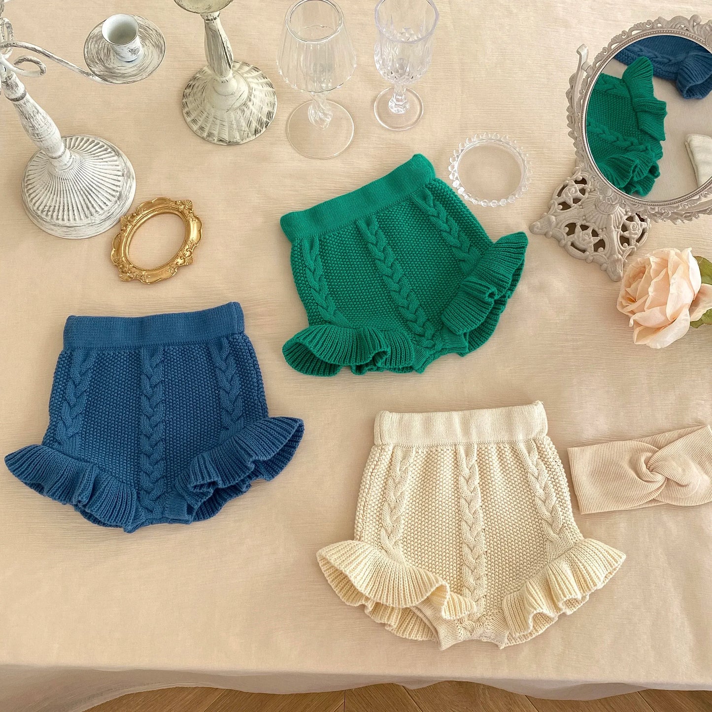 ブルマパンツ キッズパンツ ニットフリル ブルマパンツ 3カラー【mh0005950】