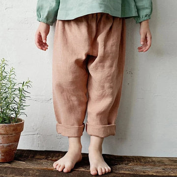 ロングパンツ・スウェットパンツ キッズパンツ コットンリネン ルーズパンツ シンプルベーシック 3カラー【mh0006286】