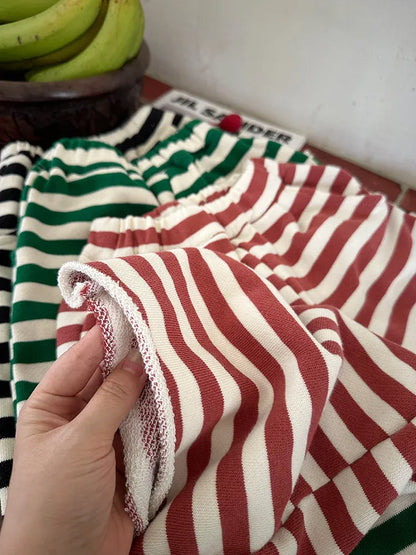 ロングパンツ・スウェットパンツ キッズパンツ ボーダーワイドレッグルーズパンツ 3カラー【mh0006902】