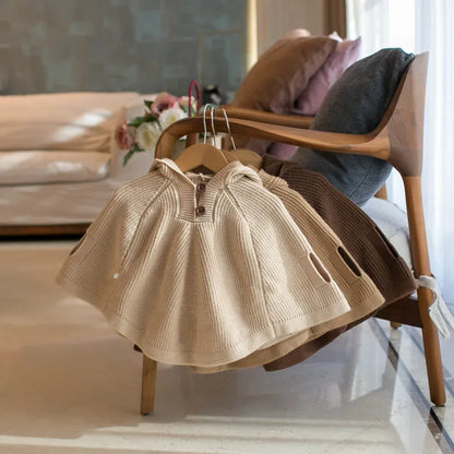 ショートコート・ジャケット・ジャンパー キッズアウター ニットフーディポンチョクロークコート 3カラー【mh0006919】