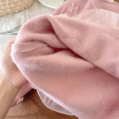 ニット・セーター キッズトップス レースペプラムドッキング長袖ニットセーター 3カラー【mh0007196】