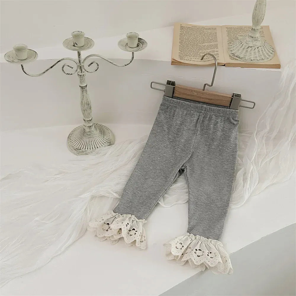 レギンスパンツ ベビーパンツ ボリューム裾レースレギンスパンツ 3カラー【mh0007205】