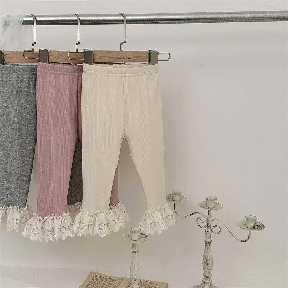 レギンスパンツ ベビーパンツ ボリューム裾レースレギンスパンツ 3カラー【mh0007205】