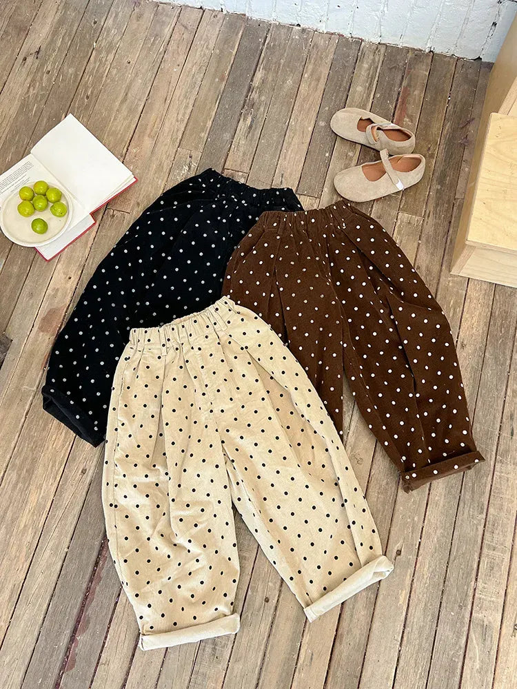 ロングパンツ・スウェットパンツ キッズパンツ 水玉ドットルーズロングパンツ 3カラー【mh0007335】