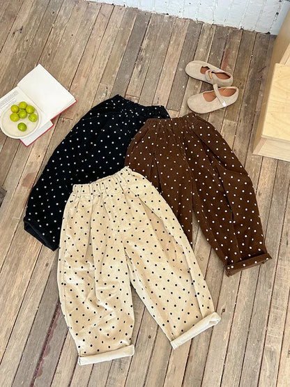 ロングパンツ・スウェットパンツ キッズパンツ 水玉ドットルーズロングパンツ 3カラー【mh0007335】