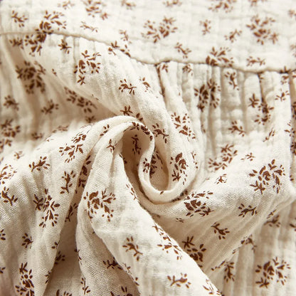 長袖ロンパース ベビーロンパース フリル襟フラワープリント長袖ボディスーツ＋フリルボンネット帽子セット 3カラー【mh0007448】