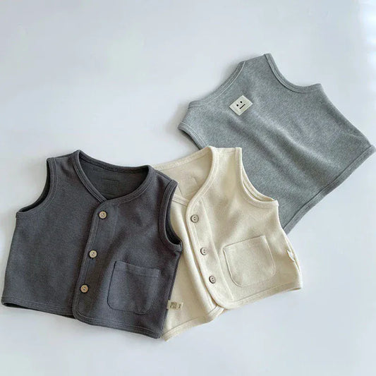 ベスト キッズベスト シンプル前あきベストトップス 3カラー【mh0007494】