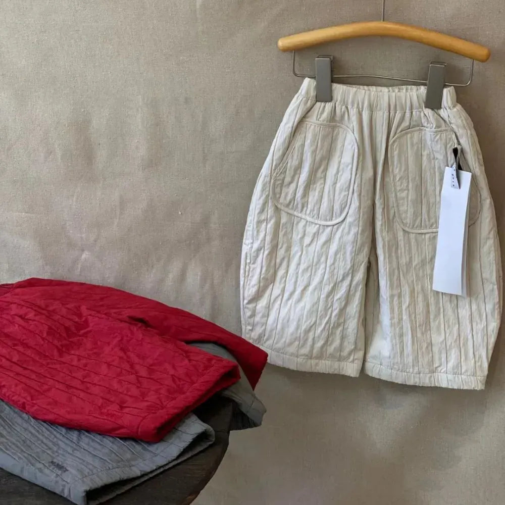 ロングパンツ・スウェットパンツ キッズパンツ 裏フリースストライプワイドルーズ防寒ロングパンツ 3カラー【mh0007553】