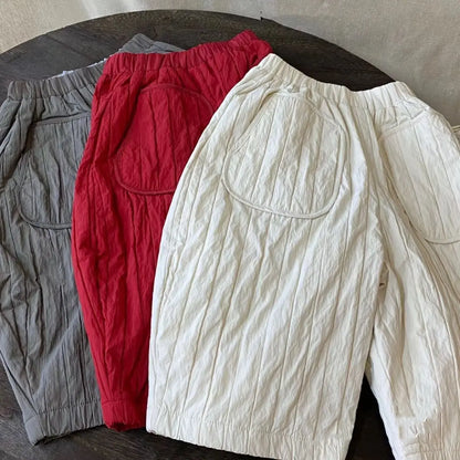 ロングパンツ・スウェットパンツ キッズパンツ 裏フリースストライプワイドルーズ防寒ロングパンツ 3カラー【mh0007553】