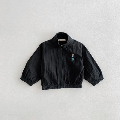 ショートコート・ジャケット・ジャンパー キッズアウター ウィンドブレーカー ジャンパー ジッパージャケット ベアくまワンポイント 日除け クーラー対策 4カラー