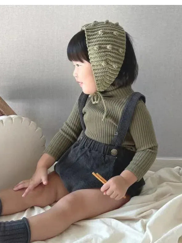 ニット・セーター ベビーセーター リブニットタートルネックカットソー トップス 4カラー ユニセックス 男の子 女の子 子供服