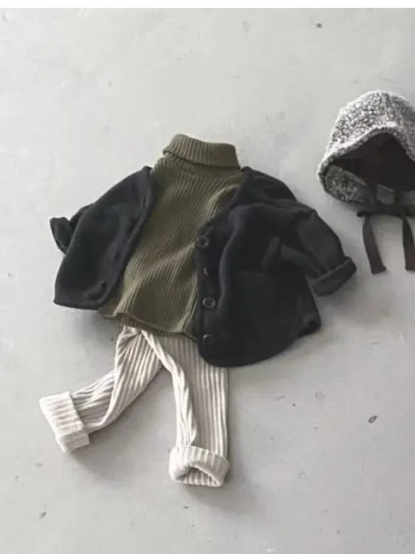 ニット・セーター ベビーセーター リブニットタートルネックカットソー トップス 4カラー ユニセックス 男の子 女の子 子供服