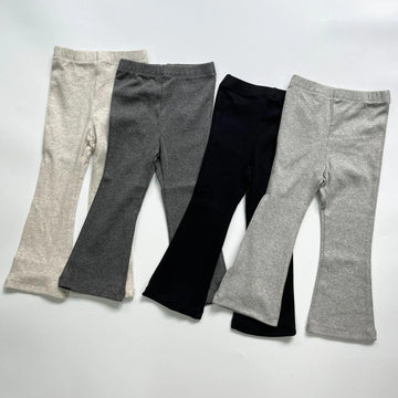 レギンスパンツ キッズ フレアパンツ レギンスパンツ 無地 シンプル ベーシック グレー ダークグレー ブラック ベージュ 4カラー ガールズ 女の子 子供服
