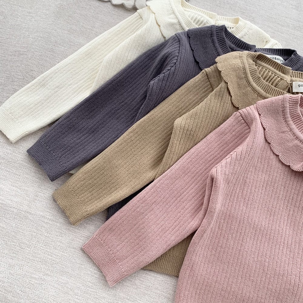 長袖セットアップ ベビー キッズ ニット セットアップ フリル セーター トップス パンツ 4カラー ガールズ