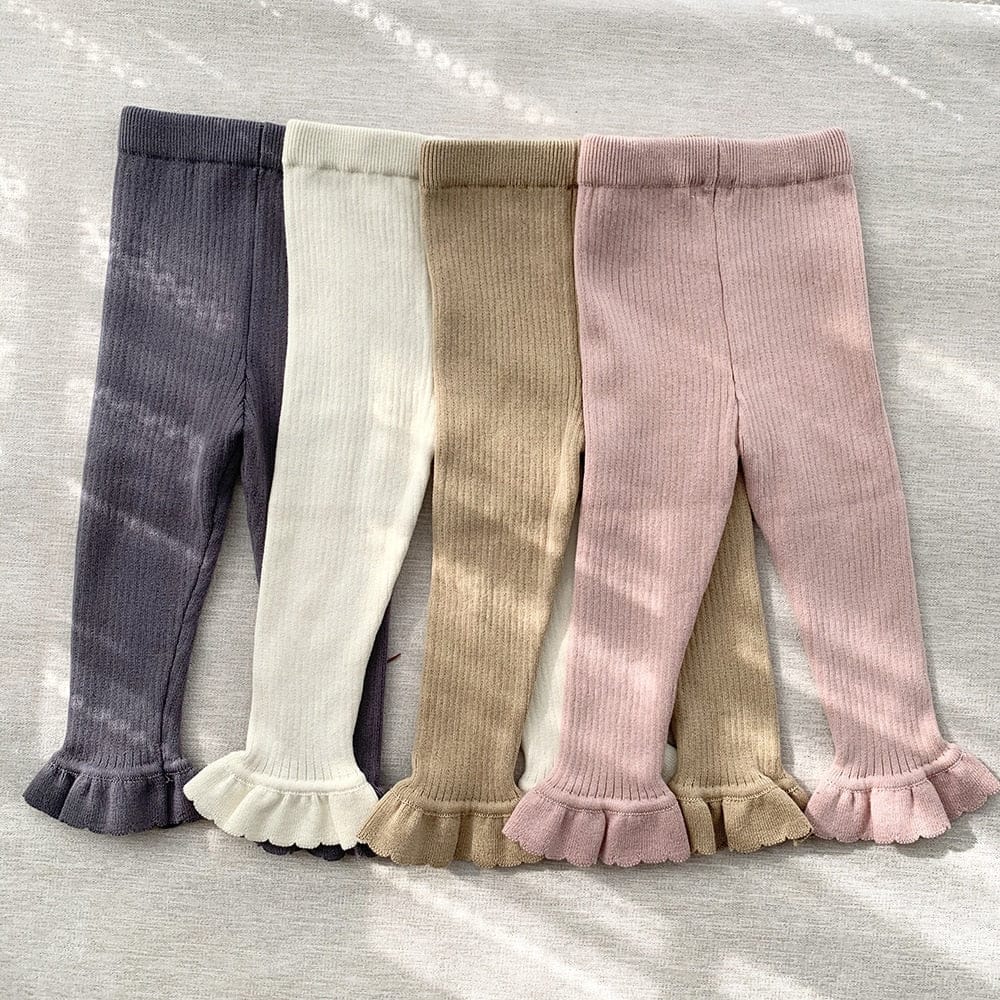 長袖セットアップ ベビー キッズ ニット セットアップ フリル セーター トップス パンツ 4カラー ガールズ