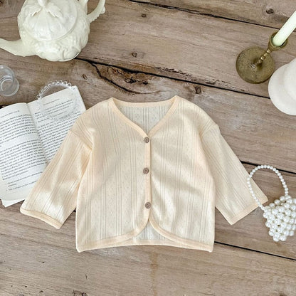 カーディガン・パーカー ベビー サマー レース ニット カーディガン 日除け 冷房対策 薄手 4カラー ユニセックス