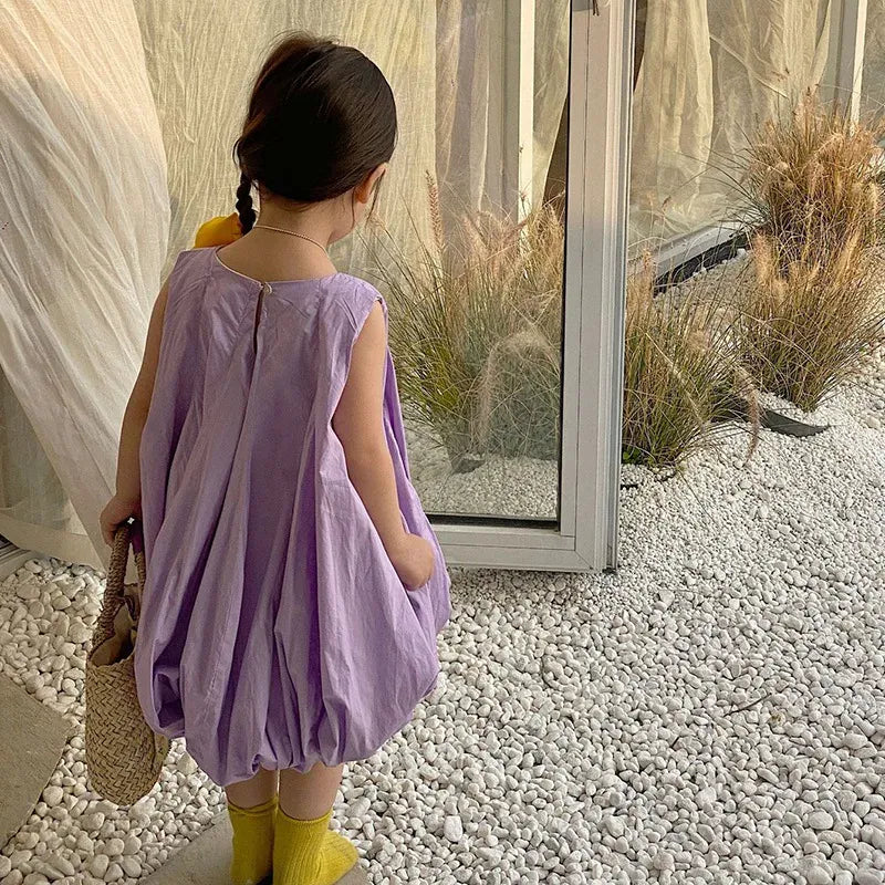 ノースリーブワンピース キッズワンピース ノースリーブバルーンワンピース 4カラー【mh0005761】