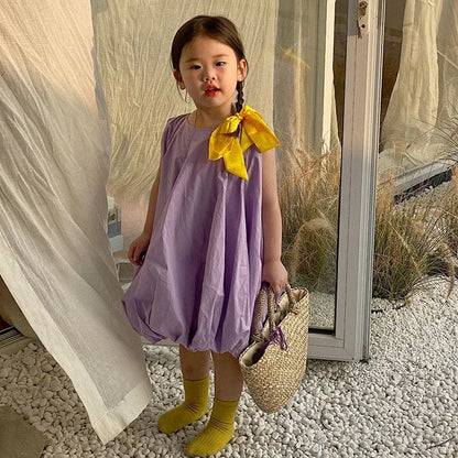 ノースリーブワンピース キッズワンピース ノースリーブバルーンワンピース 4カラー【mh0005761】