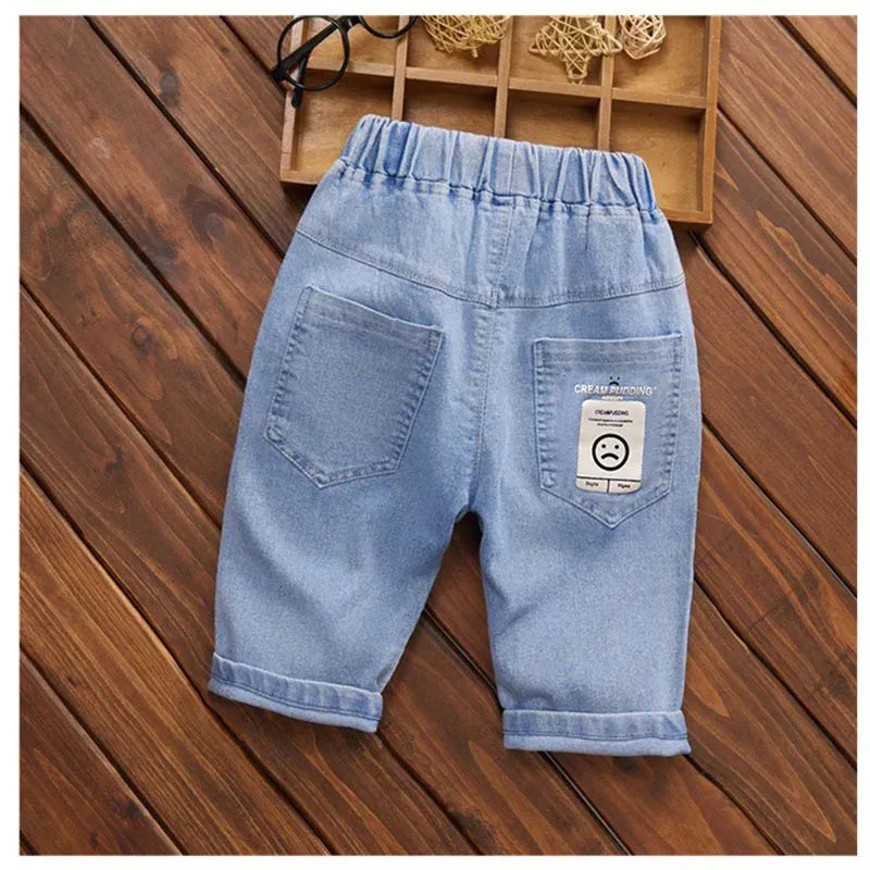 デニムパンツ キッズジュニアパンツ デニム クロップドパンツ ダメージ パッチワーク ジーンズ 4デザイン【mh0005772】