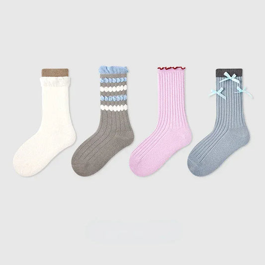 ベビー用靴下・タイツ キッズソックス 靴下4足セット カラフルミドル丈カジュアルソックスセット【mh0007350】