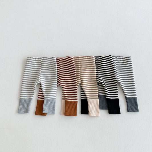 レギンスパンツ ベビーパンツ レギンスパンツ ボーダー 切り替え スパッツ 5カラー【mh0006394】