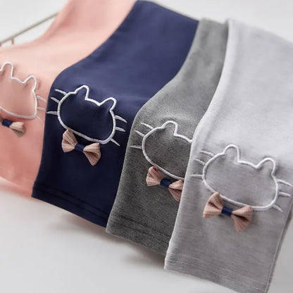 レギンスパンツ キッズパンツ レギンスパンツ ねこキャットリボン刺繍 スパッツ 5カラー【mh0006451】