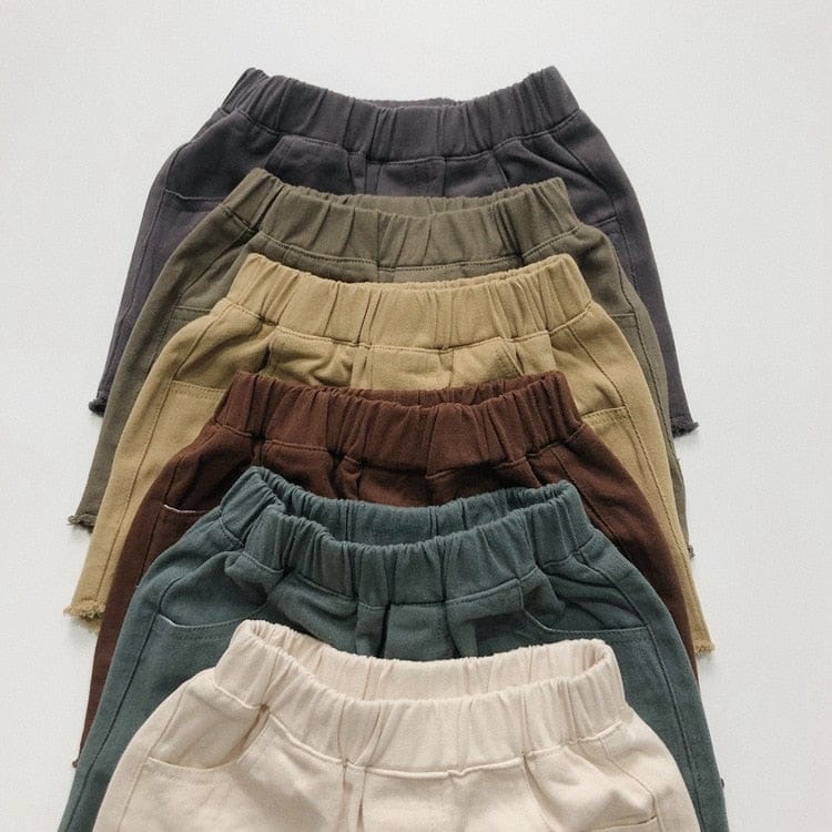 ハーフパンツ・ショートパンツ キッズ シンプル ベーシック 切りっぱなし ルーズ サマー ショートパンツ 6カラー ユニセックス