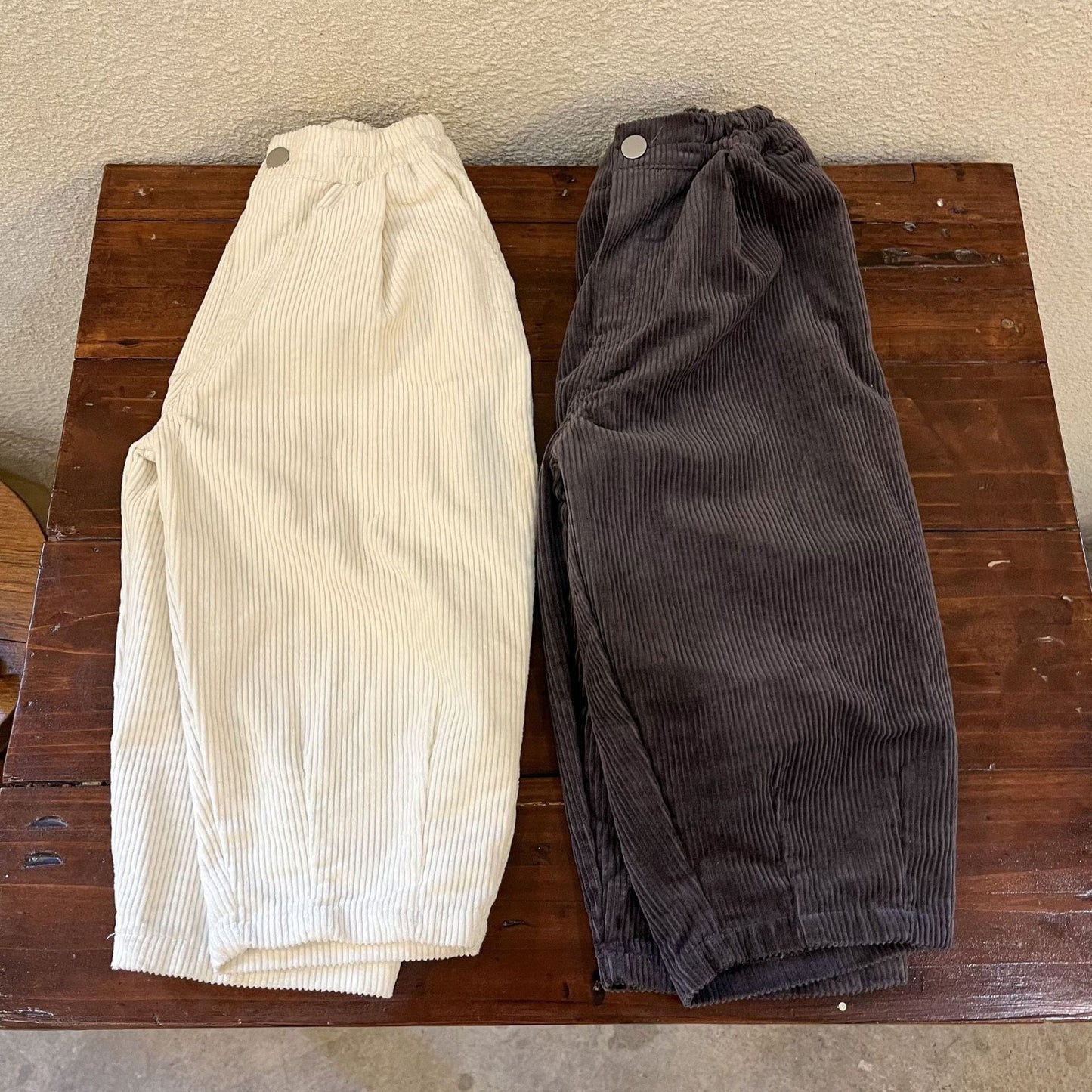 ロングパンツ・スウェットパンツ キッズ コーデュロイ ルーズ パンツ ホワイト ダークグレー ユニセックス 6924