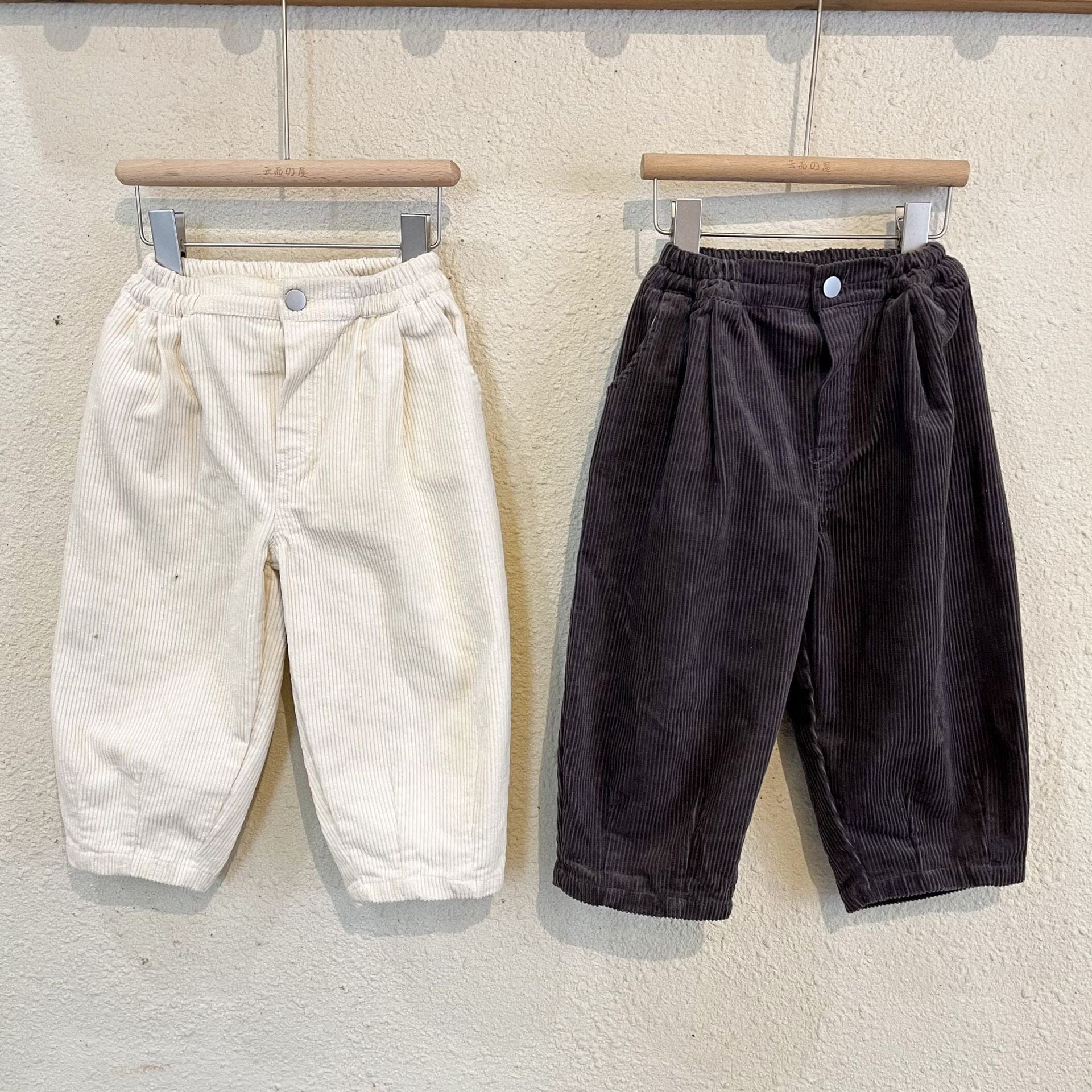 ロングパンツ・スウェットパンツ キッズ コーデュロイ ルーズ パンツ ホワイト ダークグレー ユニセックス 6924