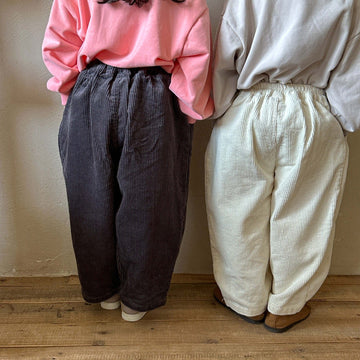 ロングパンツ・スウェットパンツ キッズ コーデュロイ ルーズ パンツ ホワイト ダークグレー ユニセックス 6924