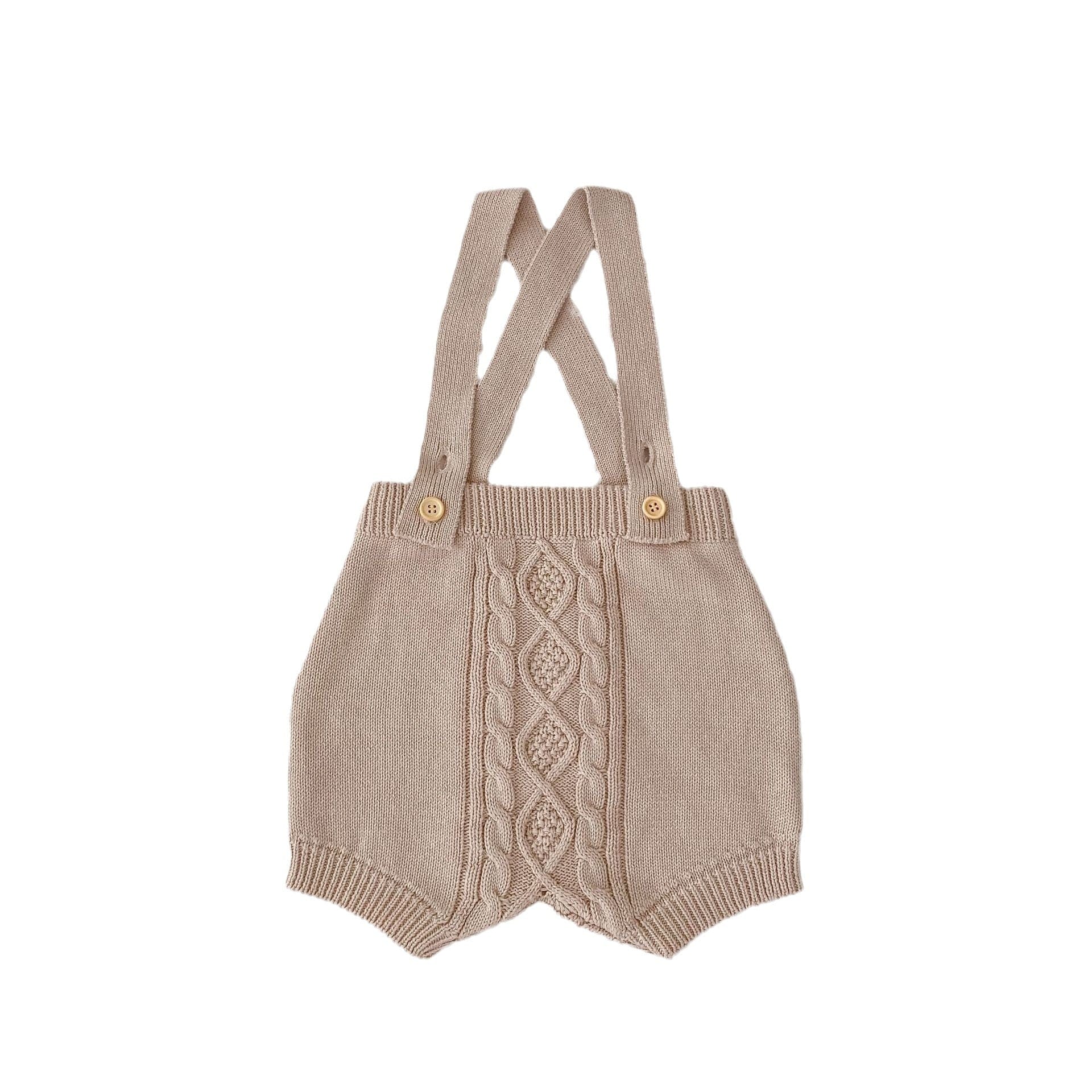 サロペットパンツ・サスペンダーパンツ ベビー アランニット ケーブル編み サスペンダー ニット バルーン パンツ ショートパンツ サロペット ホワイト ベージュ ダークグレー ユニセックス 6999