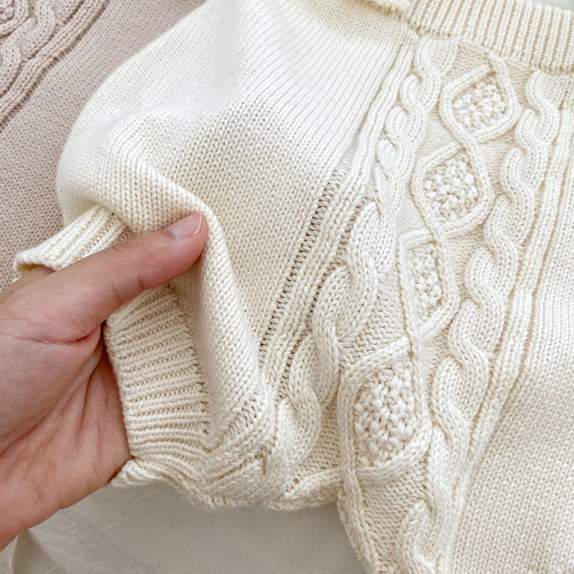 サロペットパンツ・サスペンダーパンツ ベビー アランニット ケーブル編み サスペンダー ニット バルーン パンツ ショートパンツ サロペット ホワイト ベージュ ダークグレー ユニセックス 6999