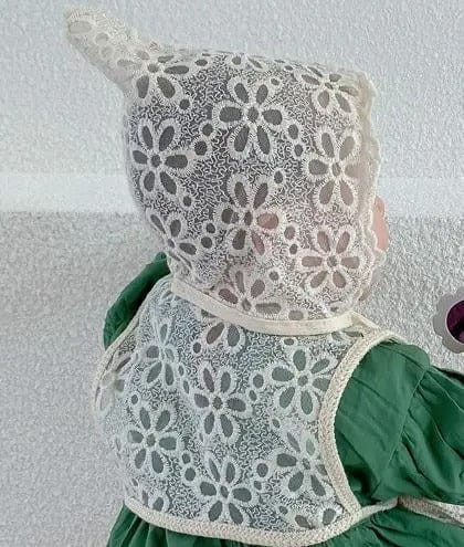 長袖ロンパース ベストと帽子のみ / 6M 66cm ベビー 長袖 ロンパース フラワー レース ボレロ ベスト ボンネット【mh0000691】